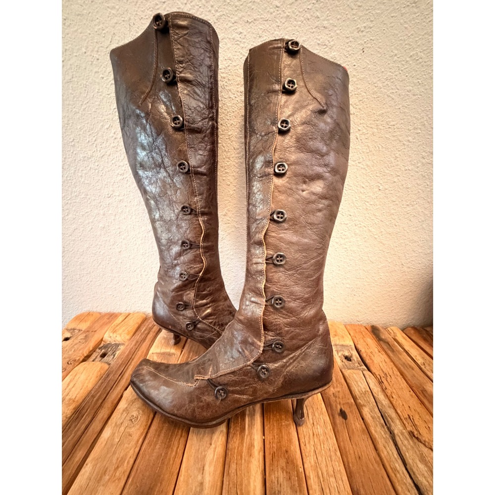 CYDWOQ Vintage Boots 36/6 Brown Leather Zip Kitten Heel Hand Made